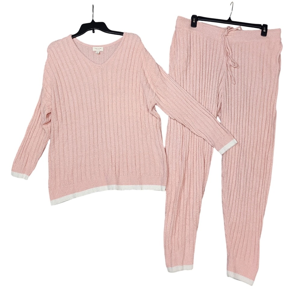 State of Day Loungewear Pajama Set Indulge & Rest Chenille Pink XL